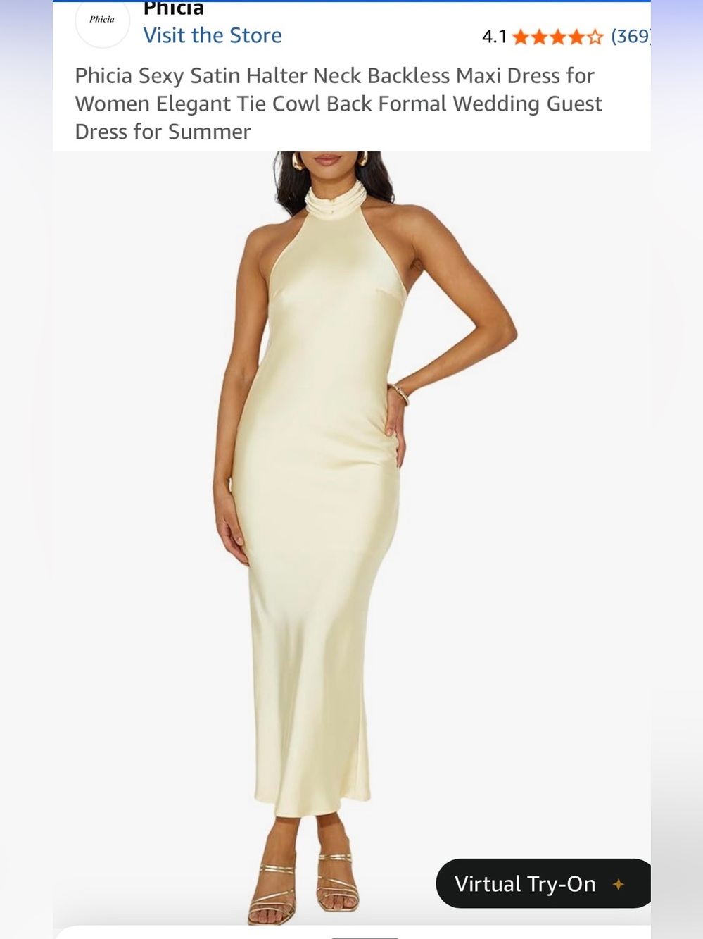 Phicia Satin Halter Neck Backless Maxi Dress *see callout*